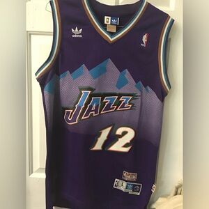 Adidas Purple and Blue Jazz Basketball Jersey